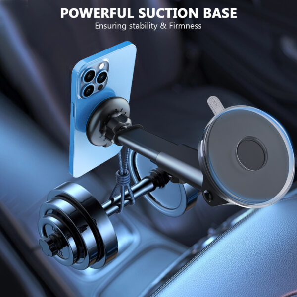 3-in-1 Magnetic Car Phone Mount Wireless Charger 15W Fast Charging with MagSafe Hook Anti-Slip Design for iPhone Samsung Dashboard Windshield Air Vent​ - Image 3