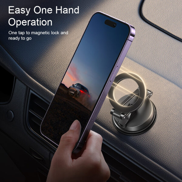 Magnetic Car Phone Mount 360° Adjustable with MagSafe & Metal Ring Compatibility Dashboard Air Vent Holder for iPhone Android All Phones​ - Image 3