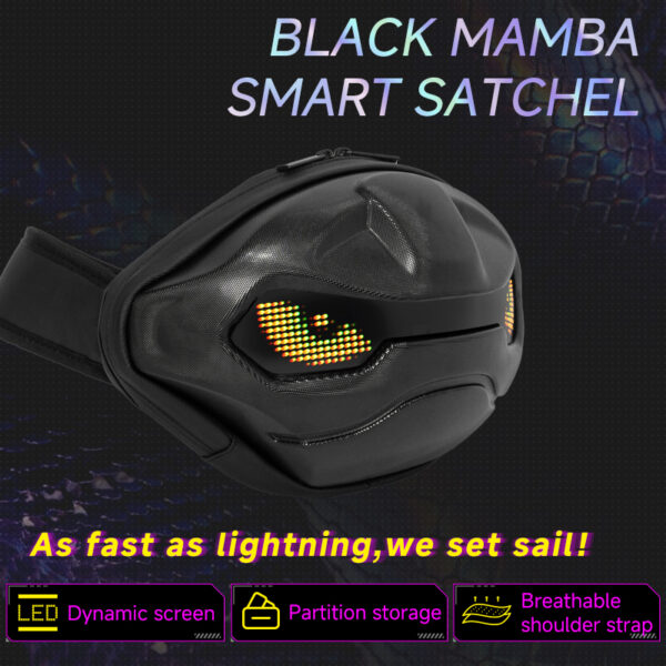 Black Mamba Smart Satchel LED Dynamic Screen Anti-Theft Bag with Waterproof ABS/PC Design & Bluetooth App Control​ - Image 2