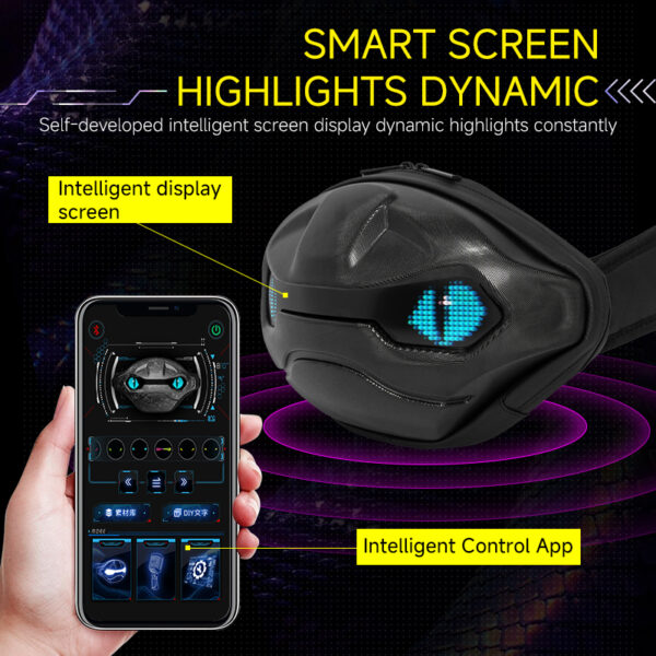 Black Mamba Smart Satchel LED Dynamic Screen Anti-Theft Bag with Waterproof ABS/PC Design & Bluetooth App Control​ - Image 3