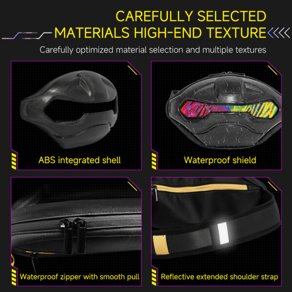 Black Mamba Smart Satchel LED Dynamic Screen Anti-Theft Bag with Waterproof ABS/PC Design & Bluetooth App Control​ - Image 5